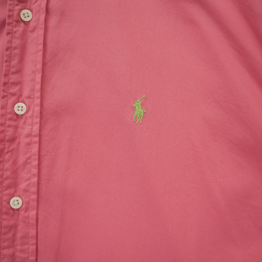 Ralph Lauren Classic Fit Short Sleeve Button Down Shirt Salmon Pink Mens XL - Picture 4 of 9